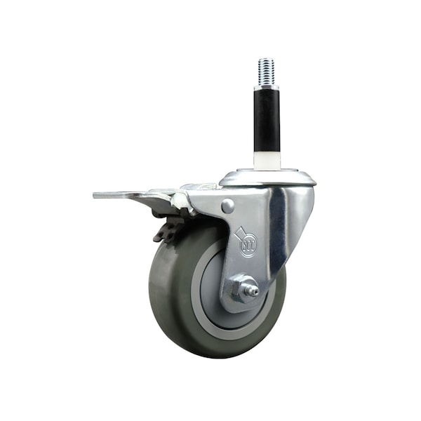 3.5'' Gray Poly Swivel 7/8'' Expanding Stem Caster Total Lock Brake